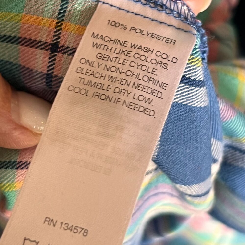 Vineyard Vines Shirt Womens Plaid Adj Long Sleeve Sz 8 Tunic Preppy Logo - Picture 10 of 13